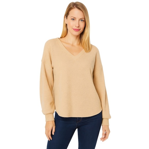 Madewell Sweaters - Madewell Waffle Knit VNeck Long Sleeve Sweater Cream Small Old Money Cottage